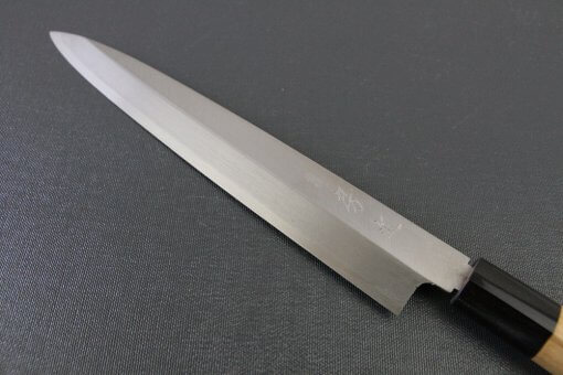 Japanese professional chef knife, left-handed Yanagiba Sushi knife, 1st grade 240mm, details of blade front side