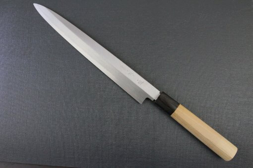 Japanese professional chef knife, left-handed Yanagiba Sushi knife, 1st grade 270mm, entire view front side