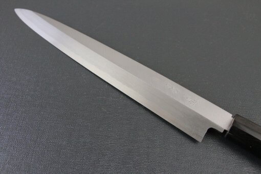 Japanese professional chef knife, left-handed Yanagiba Sushi knife, 1st grade 270mm, details of blade front side