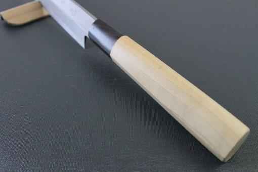 Japanese professional chef knife, left-handed Yanagiba Sushi knife, 1st grade 270mm, handle top view
