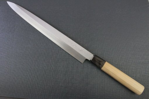 Japanese professional chef knife, left-handed Yanagiba Sushi knife, 1st grade 300mm, entire view front side
