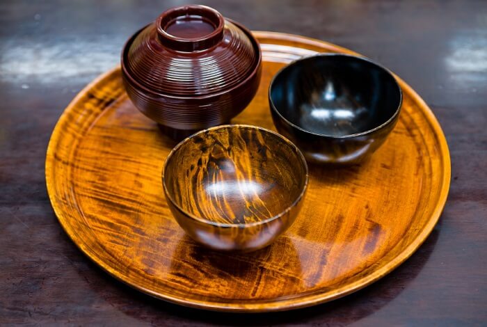 Naruko Lacquerware, Japanese traditional crafts in Tohoku, tray and soup bowls