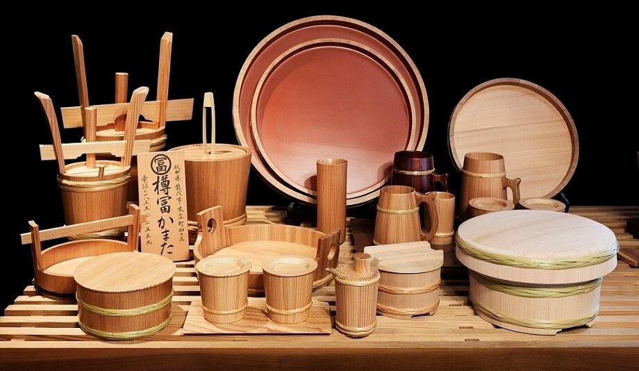 Akita Cedar barrel, Japanese traditional crafts, products lineup of a famous shop