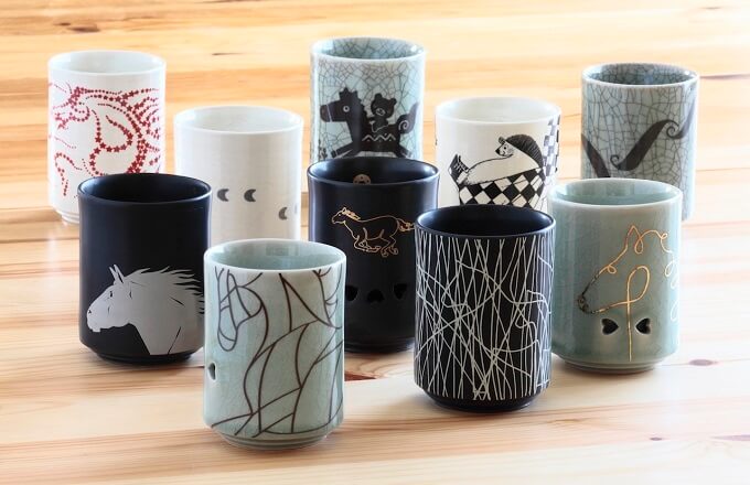 Obori Soma Pottery, a japanese kogei craft, various tea cups