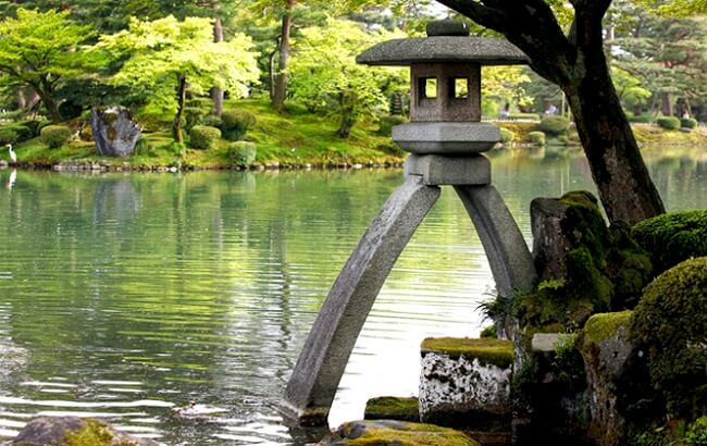 Traditional Makabe Stone Lanterns of Japan, in Kenrokuen Kanazawa