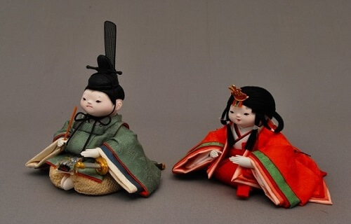 Edo Sekku Dolls, a Japanese Traditional Craft of Tokyo, a pair of Hina dolls diagonal front view