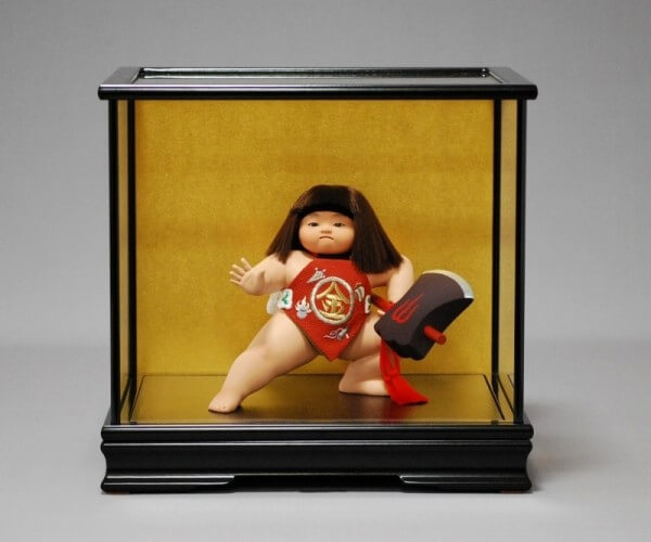 Edo Sekku Dolls, a Japanese Traditional Craft of Tokyo, Kintaro doll in a show case