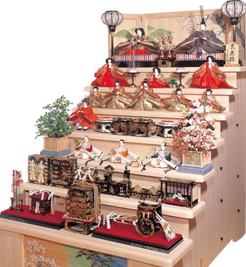 Suruga Hina Doll Accessories, a traditional Japanese craft, 7 layers Hina dolls set