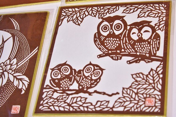 Ise Carving Paper, a Japanese traditional craft, picture of owls