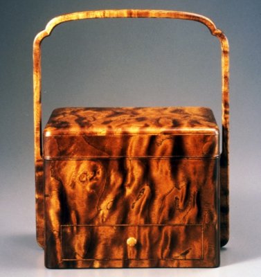 Japanese traditional craft, Edo woodworks, a drawer box with marble wood texture pattern