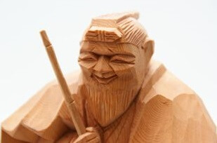 Hida Ichii one-knife carving, a Japanese traditional craft, details of grandpa object