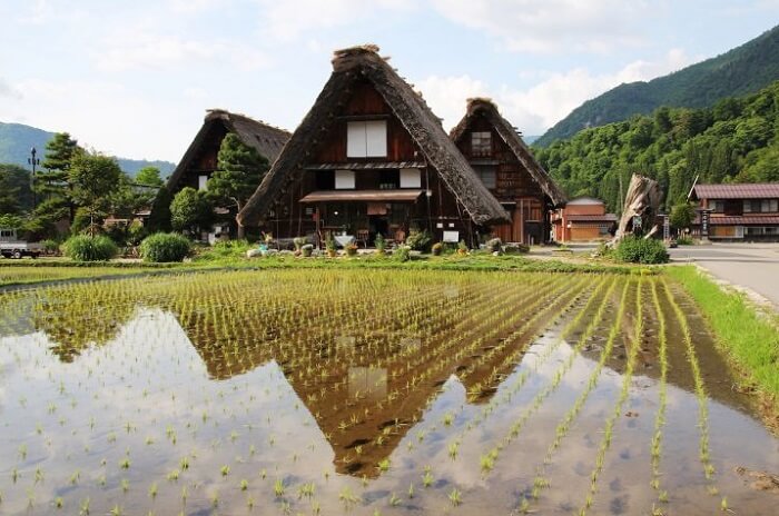 Hida Shunkei Lacquerware, a Japanese traditional craft, rural landscape of Hida region