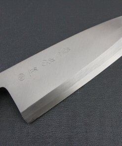 Japanese professional chef knife, Deba fillet knife, steel 180mm, details of blade front side