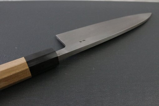 Japanese professional chef knife, Deba fillet knife, steel 180mm, blade spine view