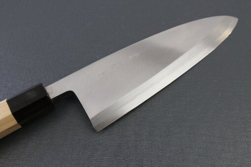 Japanese professional chef knife, Deba fillet knife, steel 210mm, details of blade front side