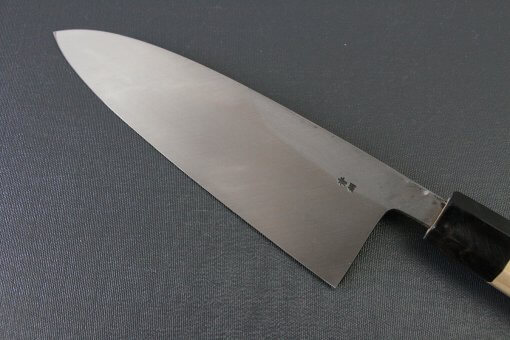 Japanese professional chef knife, Deba fillet knife, steel 210mm, details of blade backside