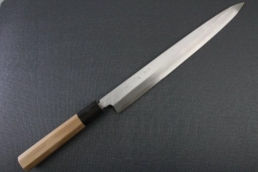 Japanese professional chef knife, Yanagiba sushi knife, steel 270mm, entire view