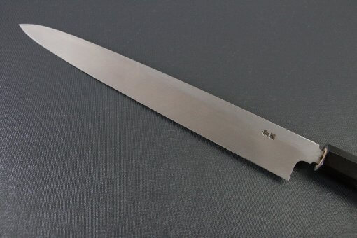 Japanese professional chef knife, Yanagiba sushi knife, steel 270mm, details of blade backside