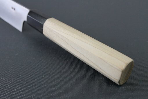 Japanese professional chef knife, Yanagiba sushi knife, steel 270mm, handle top view