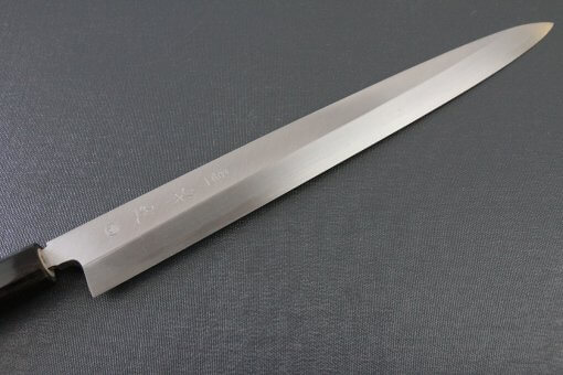 Japanese professional chef knife, Yanagiba sushi knife, steel 300mm, details of blade front side