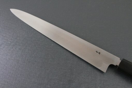 Japanese professional chef knife, Yanagiba sushi knife, steel 300mm, details of blade backside