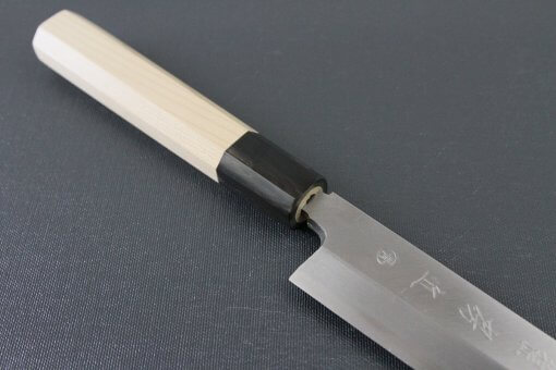 Japanese professional chef knife, Yanagiba sushi knife, steel 300mm, diagonal front view