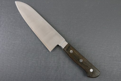 Japanese Chef Knife, Toshu super blue steel Aogami Super, Santoku multi-purpose knife 180mm, backside view