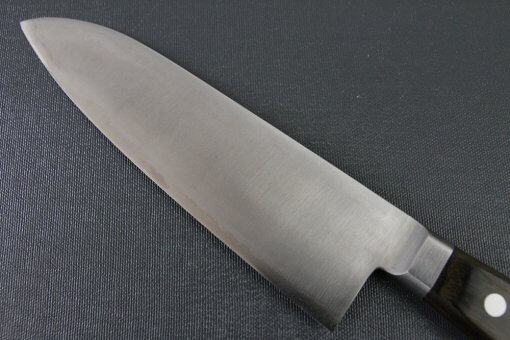 Japanese Chef Knife, Toshu super blue steel Aogami Super, Santoku multi-purpose knife 180mm, details of blade backside