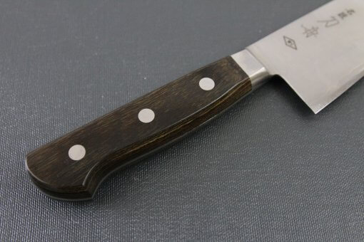 Japanese Chef Knife, Toshu super blue steel Aogami Super, Santoku multi-purpose knife 180mm, handle details