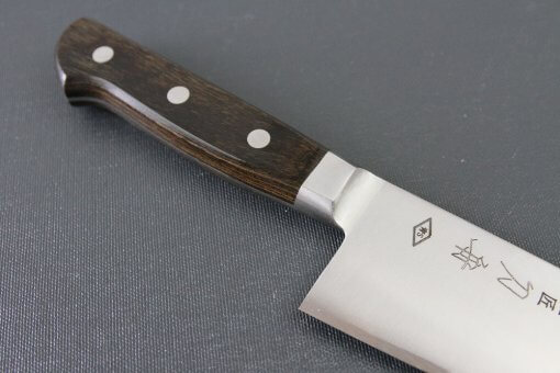 Japanese Chef Knife, Toshu super blue steel Aogami Super, Santoku multi-purpose knife 180mm, diagonal front view