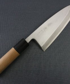 Japanese professional chef knife, Deba fillet knife, stainless steel 150mm, entire view
