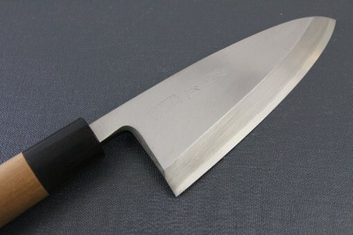 Japanese professional chef knife, Deba fillet knife, stainless steel 150mm, details of blade front side