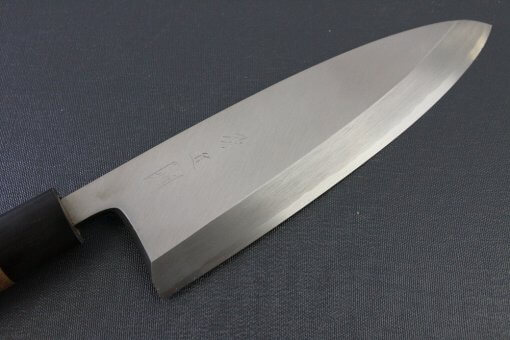 Japanese professional chef knife, Deba fillet knife, stainless steel 210mm, details of blade front side
