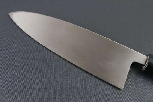 Japanese professional chef knife, Deba fillet knife, stainless steel 210mm, details of blade backside