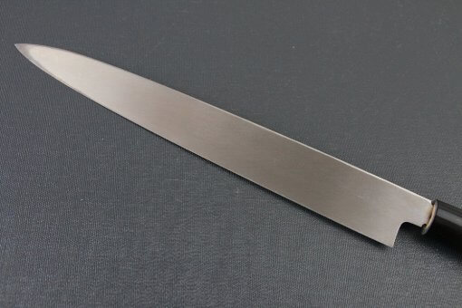 Japanese professional chef knife, Yanagiba Sushi knife, stainless steel 240mm, details of blade backside