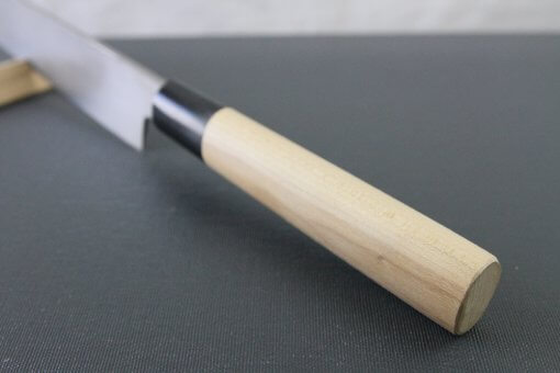 Japanese professional chef knife, Yanagiba Sushi knife, stainless steel 240mm, handle top view