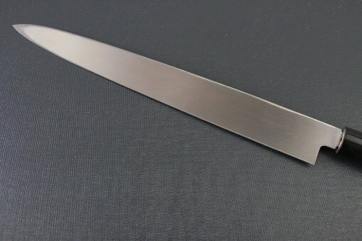 Japanese professional chef knife, Yanagiba Sushi knife, stainless steel 270mm, details of blade backside