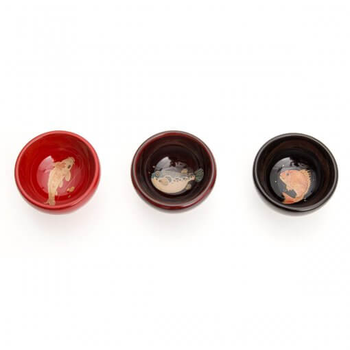 Wajima lacquerware sake cups, all color variations