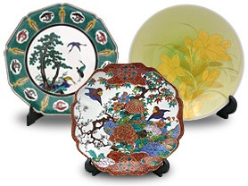 Kutani-Yaki Pottery and Porcelain, a famous Japanese crafts, decorative dishes