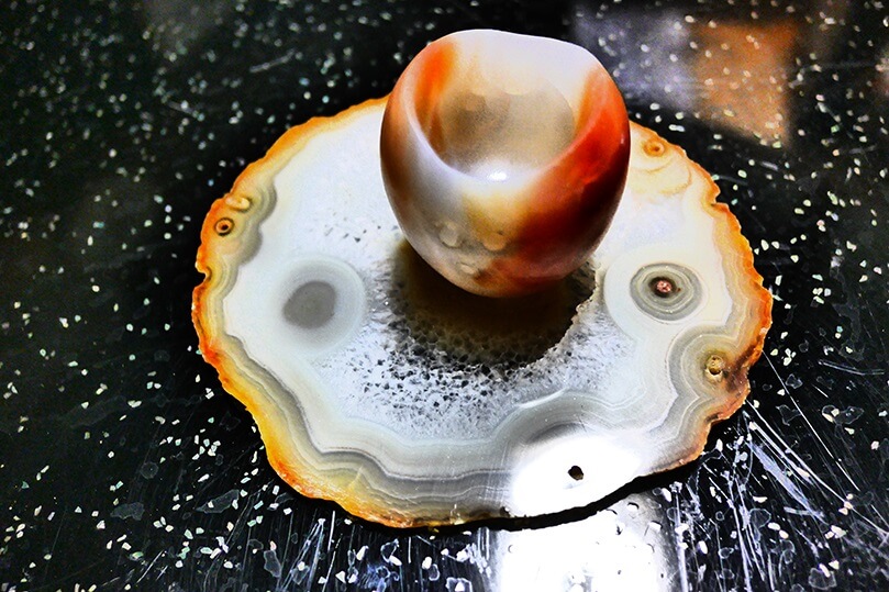 Wakasa Agate Craft, a Japanese craft, a Sake cup with agate saucer