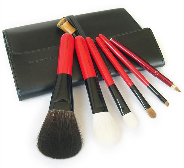 Kumano brushes, a Japanese craft, a set of makeup brushes