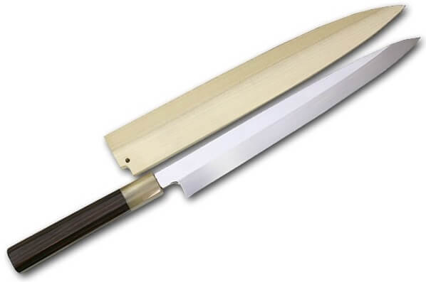 a designed Japanese sushi knife with Saya blade cover