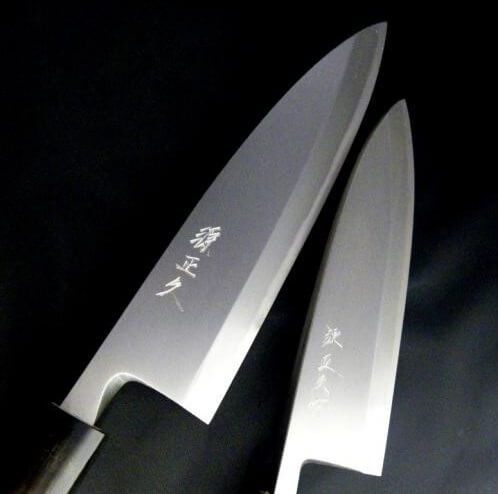 Japanese authentic knife Honyaki, a pair of Honyaki knives