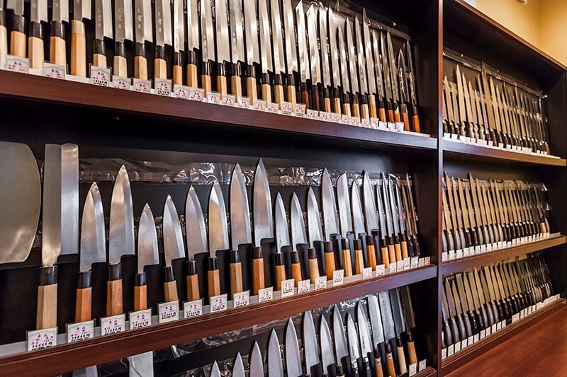 Highest quality Japanese chef knives and kitchen knives, showcase in Toshu shop