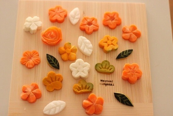 Bento, Japanese lunch box, decoration cut flowers made from vegetables