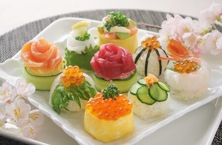 Easy recipe for Temari Sushi, various sushi on a dish