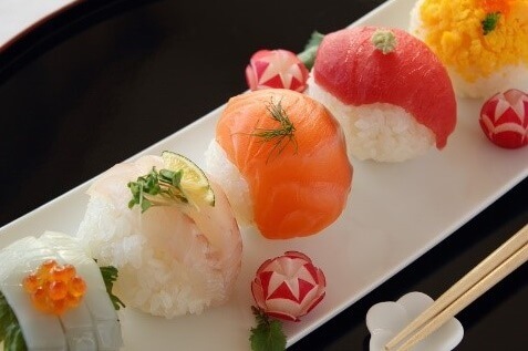 Easy recipe for Temari Sushi, serving on a plate