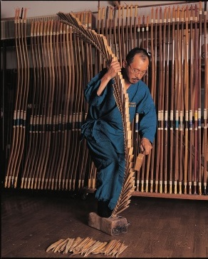 Miyakonojo Japanese longbow, a traditional craft, making process by a craftsman