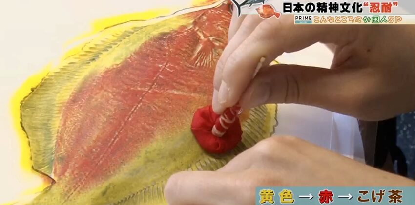 Gyotaku fish print, a Japanese traditional technique, making technique by master craftsman