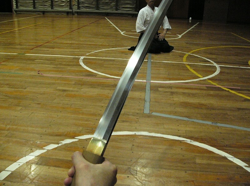 Japanese sword on hand